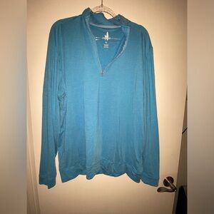 Johnnie-O Men’s XL long sleeve blue stripe pullover VAUGHN shirt 1/4 zip front